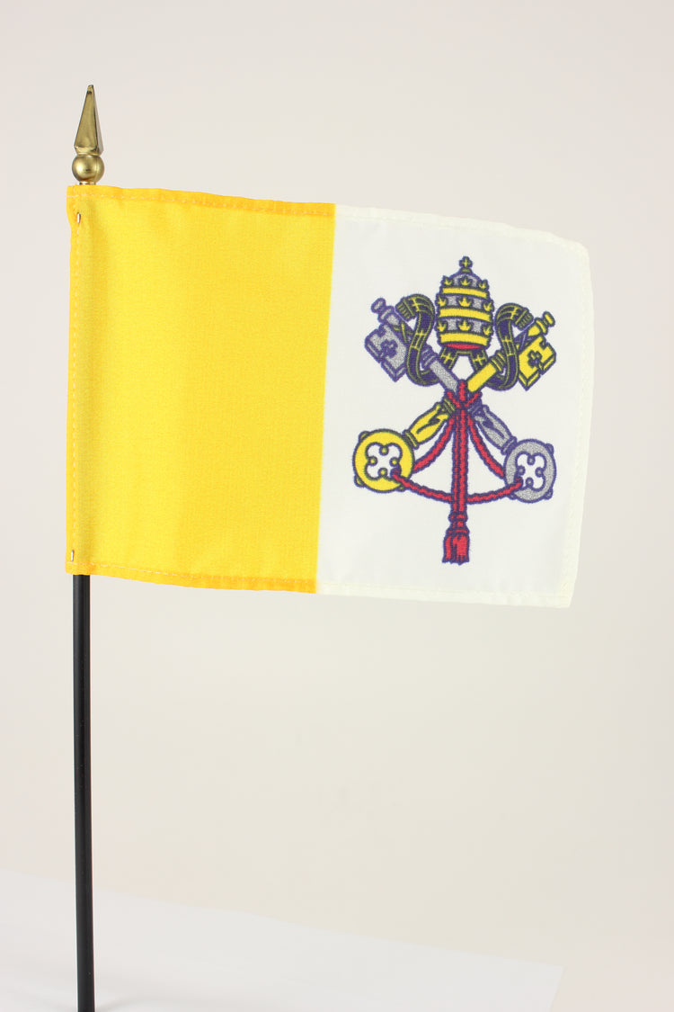 4"x6" Papal Poly-Silk Stick Flag