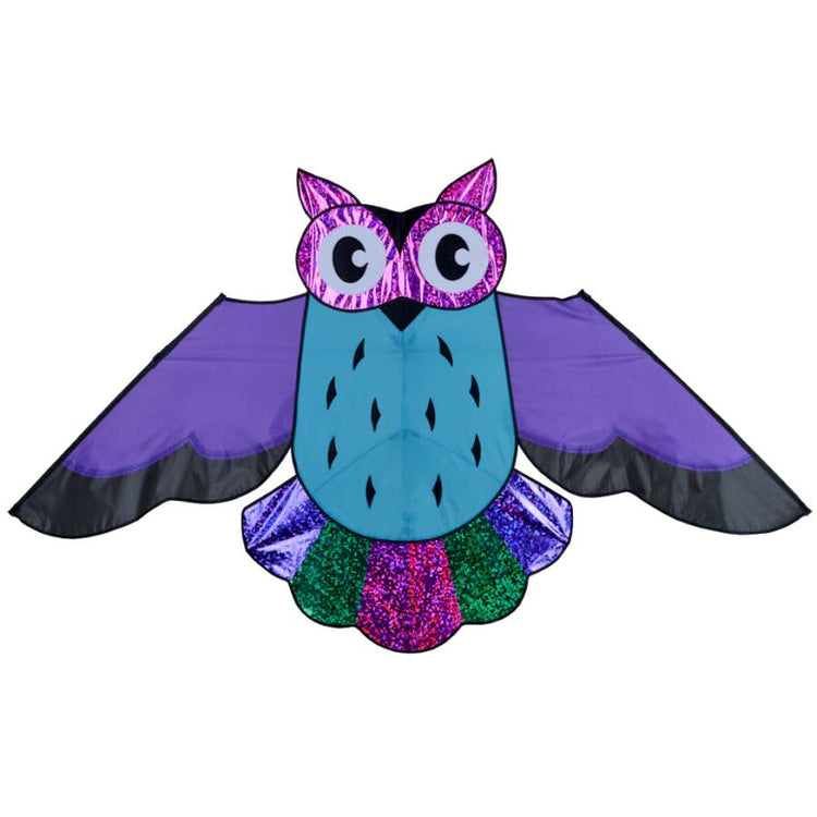 Night Owl Polyester & Holographic Kite with Fiberglass Frame to include 150 ft. 30 lb. Test Line & Winder; 57"x33.5"