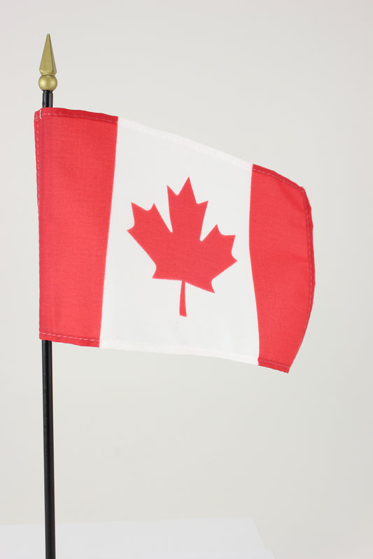 4"x6" Canada Poly-Silk Stick Flag