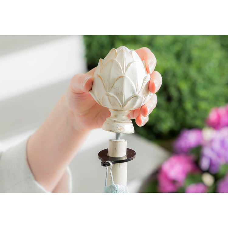 Artichoke Interchangeable Finial for Flagpoles - Brushed Ivory Metal