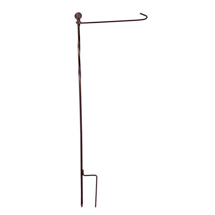 42" Tall Bronze Metal Garden Flagpole with Ball Ornament