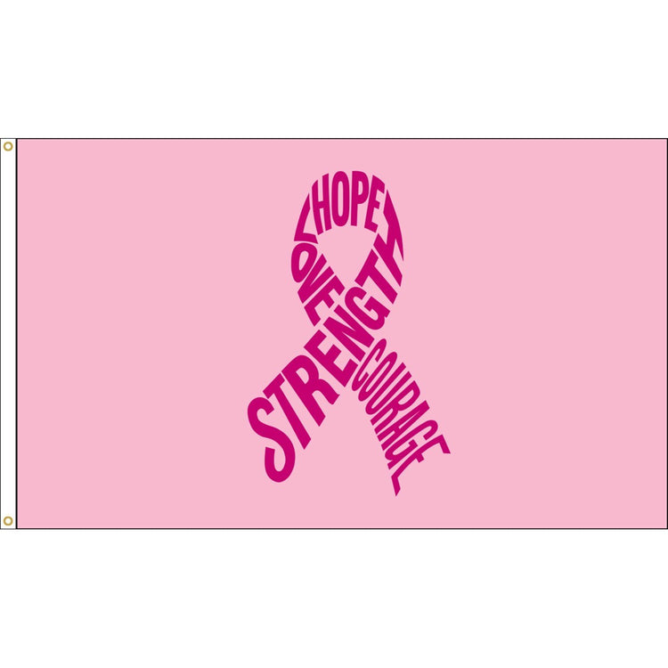 3x5 Pink Ribbon Breast Cancer Awareness Outdoor Nylon Flag