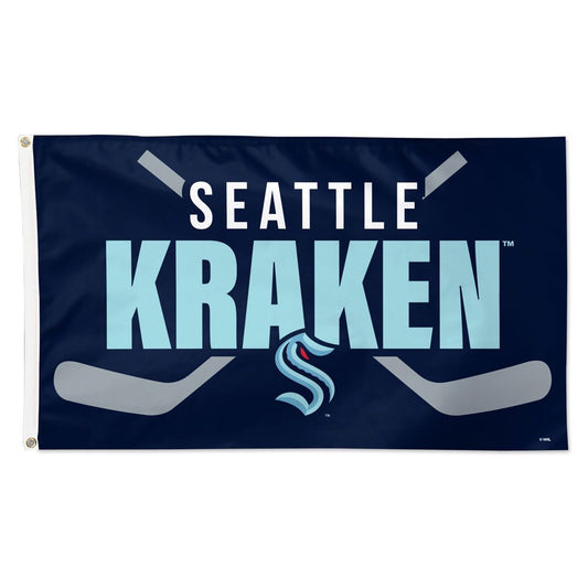 3x5 Seattle Kraken Crossed Sticks Polyester Team Flag