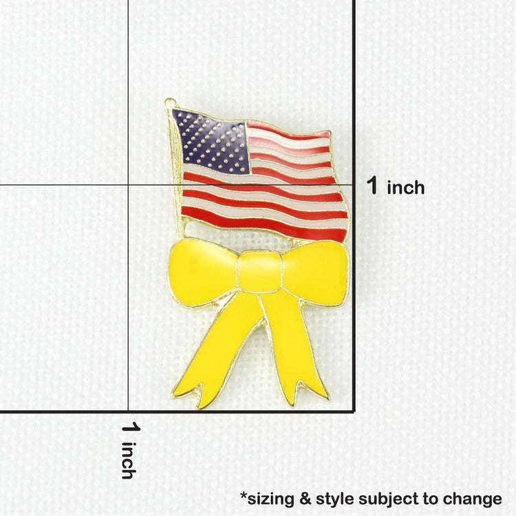 US Flag & Yellow Bow Lapel Pin