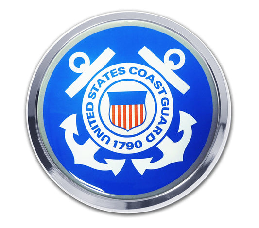 US Coast Guard Blue Insignia Chrome Automobile Emblem
