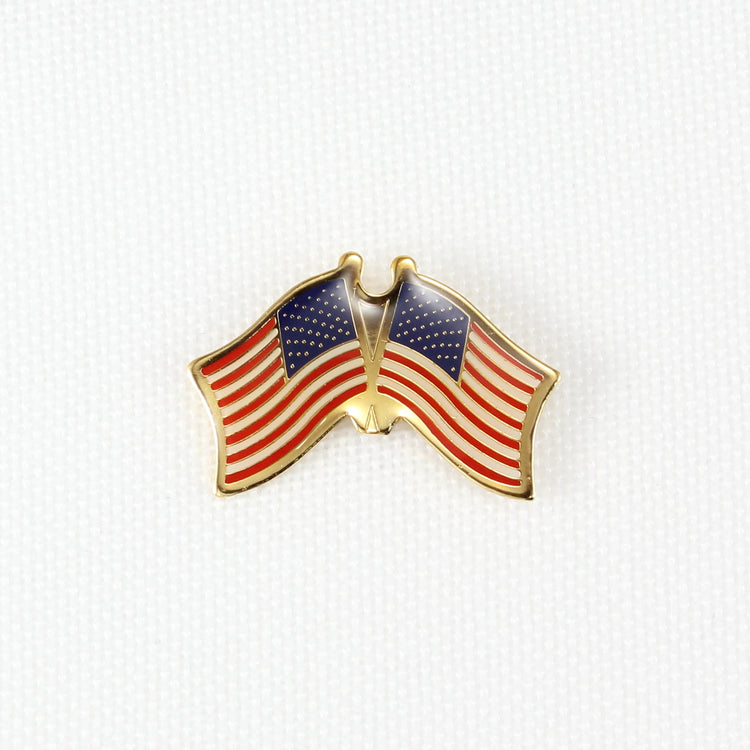 US Crossed Waving Flags Lapel Pin