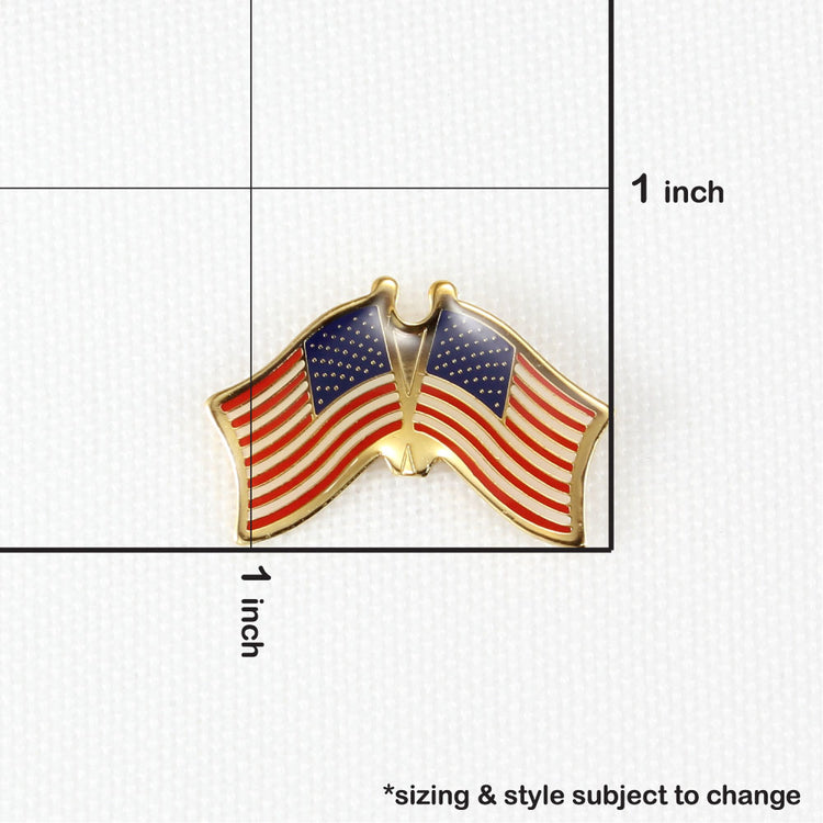 US Crossed Waving Flags Lapel Pin