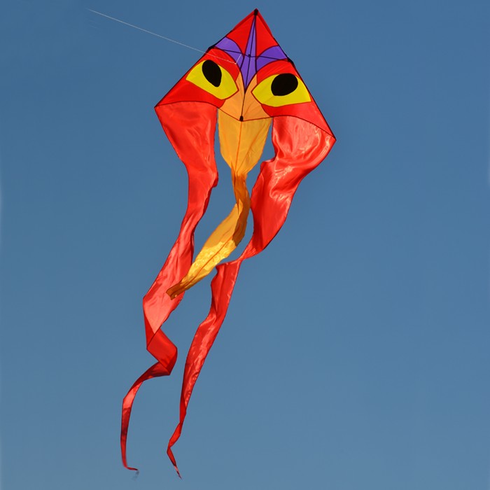 Ibis Ripstop Nylon Delta Kite with Fiberglass Dowel Frame to include 160 ft. 55 lb. Test Line & Winder & 15' attached  tail; 52"x15' - Wind Range 5 ~ 18 mph