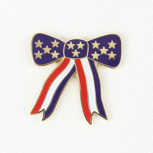Large Stars & Stripes Patriotic Bow Lapel Pin