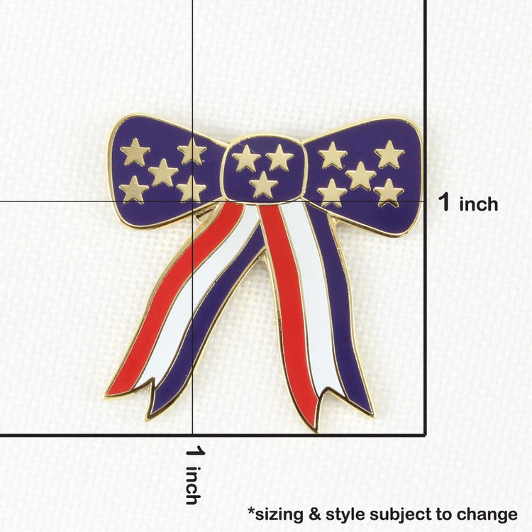 Large Stars & Stripes Patriotic Bow Lapel Pin