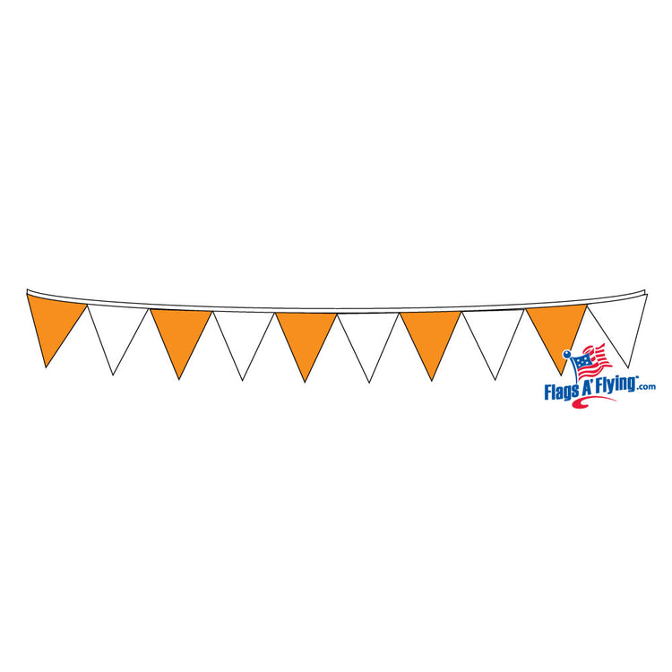 9"x12" Orange & White pennant string - 120'