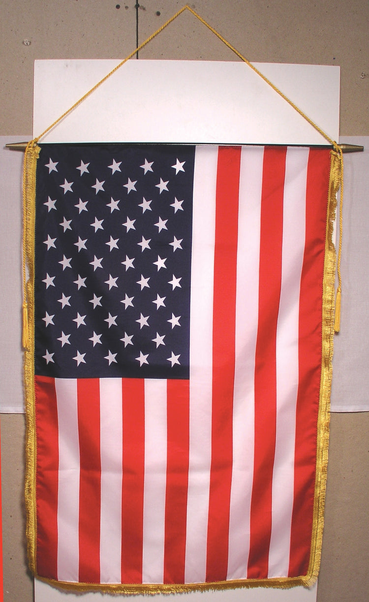 12"x18" US Classroom Poly-Silk Banner with Gold Fringe