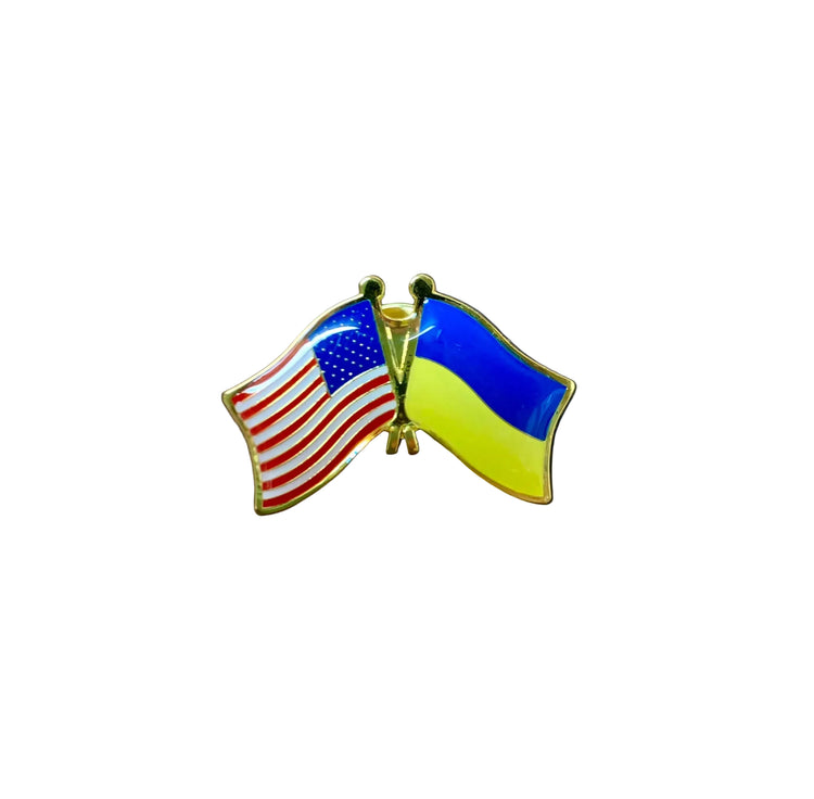 Ukraine & American Dual Flag Lapel Pin
