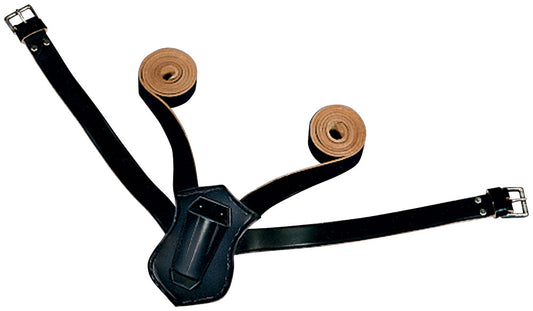 Double Strap Leather Parade Carrying Belt - Black