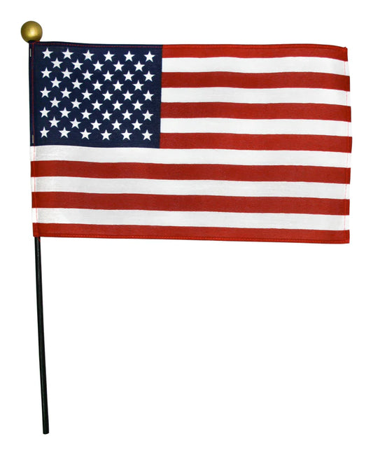 4"x6" US Poly-Cotton Stick Flag with Sewn Hem & Gold Spear