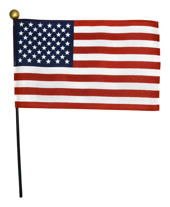 4"x6" US Poly-Cotton Stick Flag with Sewn Hem & Gold Spear
