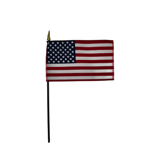 4"x6" US Poly-Cotton Stick Flag with Sewn Hem & Gold Spear
