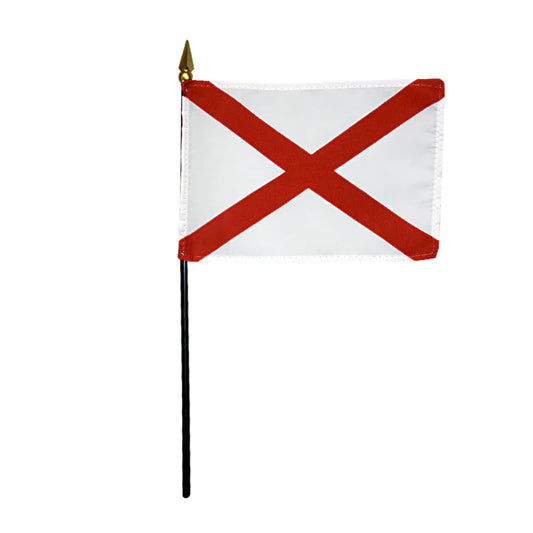 4"x6" Alabama State Poly-Silk Handheld Stick Flag