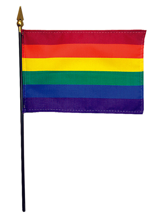 4"x6" Pride Rainbow Poly-Silk Handheld Stick Flag