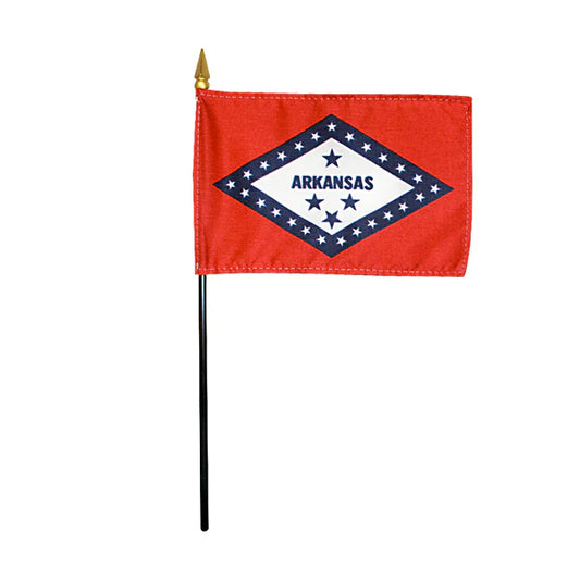 4"x6" Arkansas State Poly-Silk Handheld Stick Flag