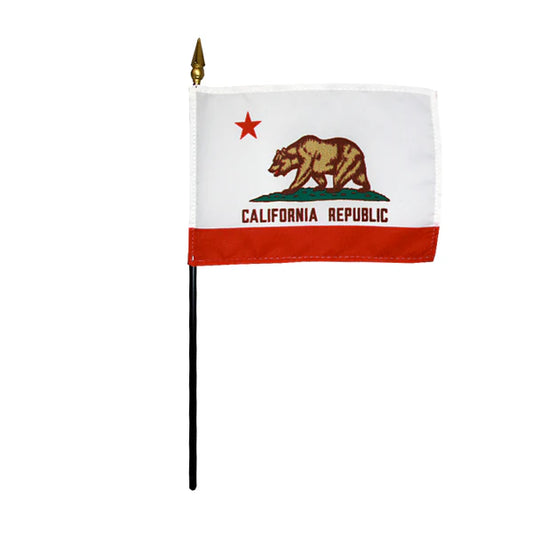 4"x6" California State Poly-Silk Handheld Stick Flag