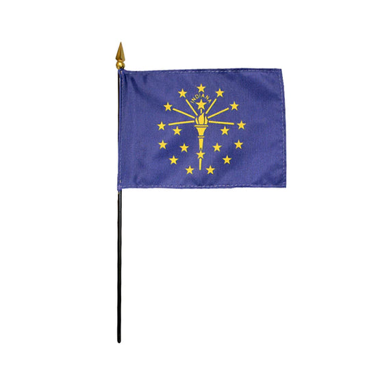 4"x6" Indiana State Poly-Silk Handheld Stick Flag