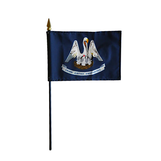 4"x6" Louisiana State Poly-Silk Handheld Stick Flag