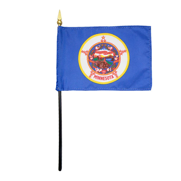 4"x6" Minnesota State Historical Poly-Silk Handheld Stick Flag