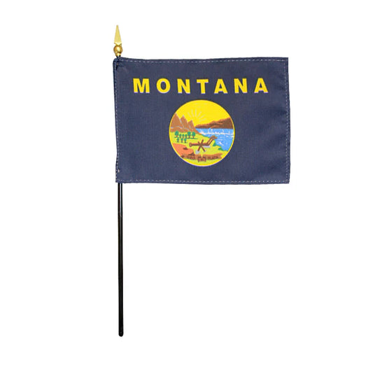 4"x6" Montana State Poly-Silk Handheld Stick Flag