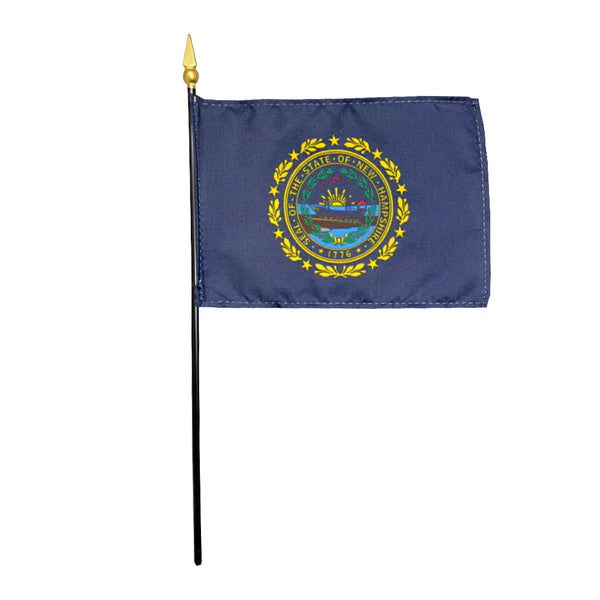 4"x6" New Hampshire State Poly-Silk Handheld Stick Flag