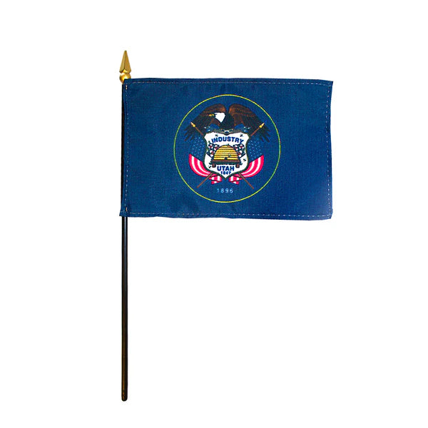 4"x6" Utah State Historical Poly-Silk Handheld Stick Flag