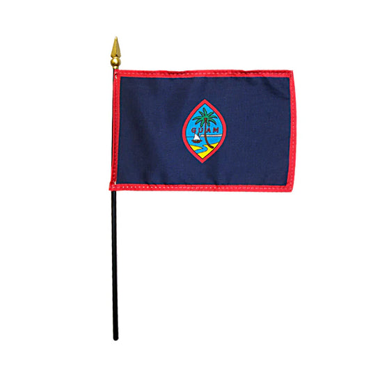 4"x6" Guam Poly-Silk Handheld Stick Flag