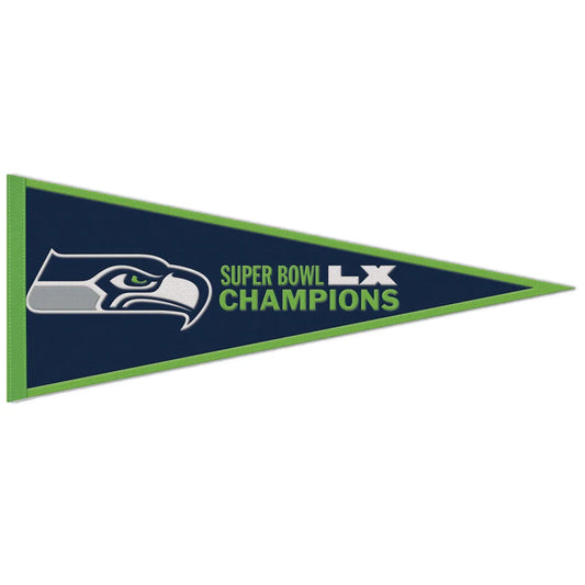 13"x32" Seattle Seahawks Super Bowl LX Champions Wool Pennant *Pre-order*