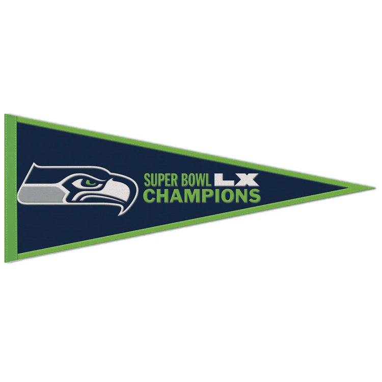 13"x32" Seattle Seahawks Super Bowl LX Champions Wool Pennant *Pre-order*