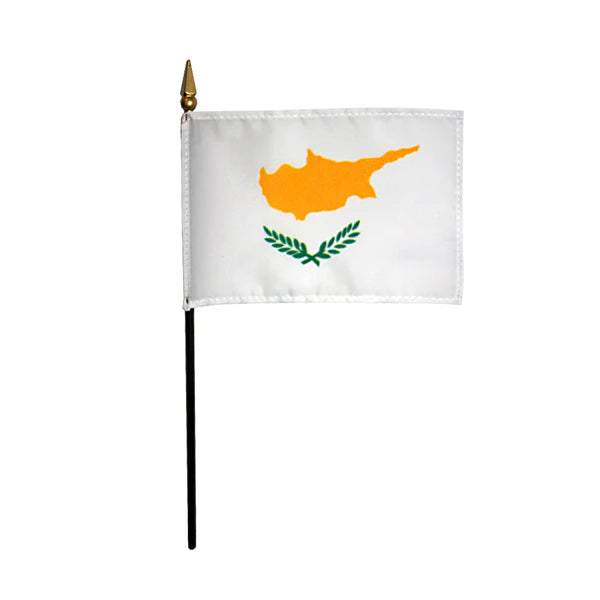 4"x6" Cyprus Poly-Silk Handheld Stick Flag