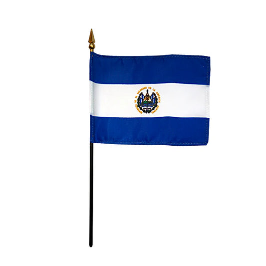 4"x6" El Salvador Poly-Silk Handheld Stick Flag