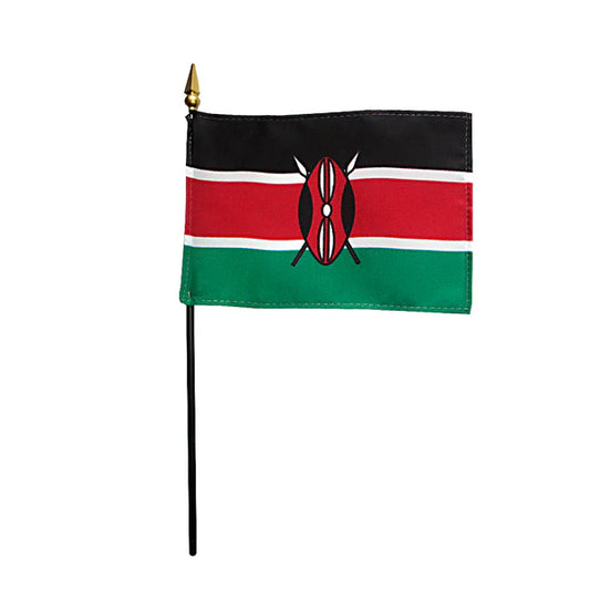 4"x6" Kenya Poly-Silk Handheld Stick Flag