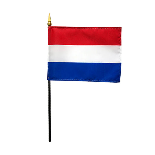 4"x6" Netherlands Poly-Silk Handheld Stick Flag
