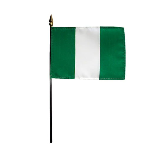 4"x6" Nigeria Poly-Silk Handheld Stick Flag