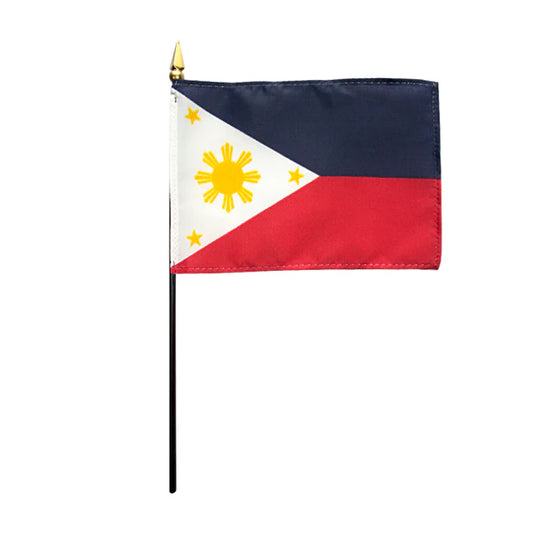 4"x6" Philippines Poly-Silk Handheld Stick Flag