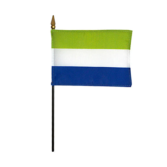 4"x6" Sierra Leone Poly-Silk Handheld Stick Flag