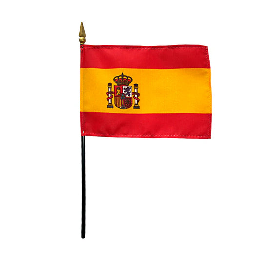 4"x6" Spain Poly-Silk Handheld Stick Flag