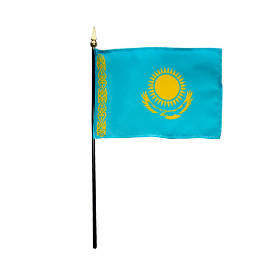 4"x6" Kazakhstan Poly-Silk Handheld Stick Flag