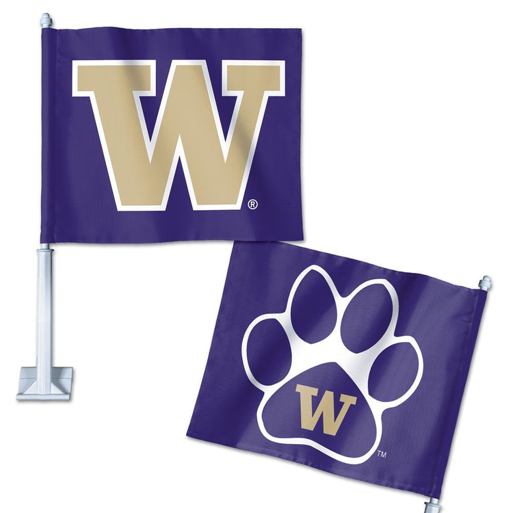 12"x12" University of Washington Huskies Car Flag; Polyester