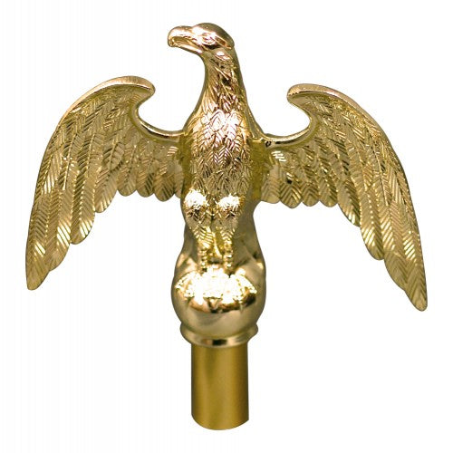 7" Gold Brass Plated Aluminum Eagle Ornament for Gold Adjustable Height Parade Poles