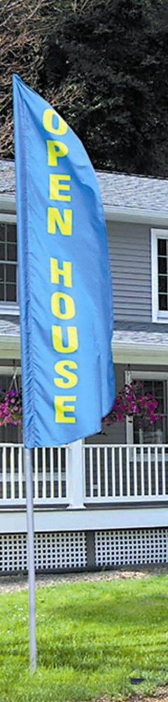 16' White Telescoping Feather Flag Fiberglass Flagpole