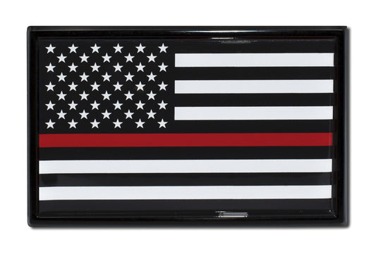Thin Red Line American Flag Automobile Emblem with Black Finish