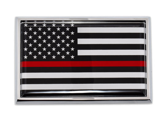 Thin Red Line American Flag Chrome Automobile Emblem