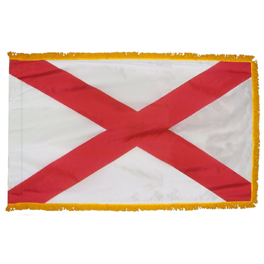 3x5 Alabama State Indoor Flag with Polehem Sleeve & Fringe