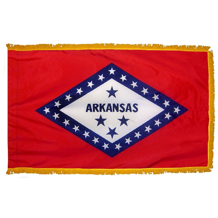 3x5 Arkansas State Indoor Flag with Polehem Sleeve & Fringe